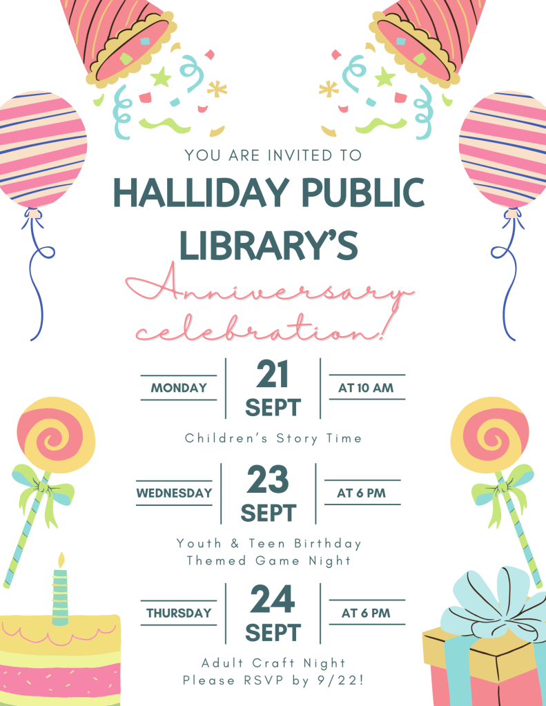 Halliday Public Library celebrates ONE year!
